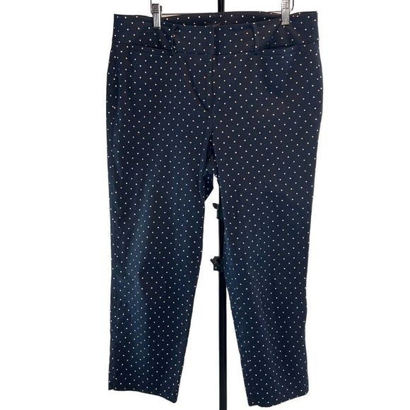 Ann Taylor Factory Navy and White Polka Dot Signature Pants Size 12 - Picture 1 of 9